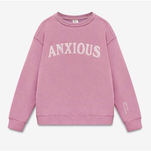 See The Way I See NEW Anxious - This Too Shall Pass - Medium Pink Crewneck NWOT